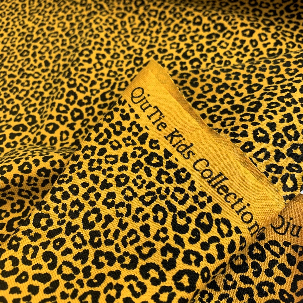 Little Leopard Ochre Soft Knitted Viscose Elastane Jersey Ojutie Dress Craft Fabric Selvedge Fabric Photo