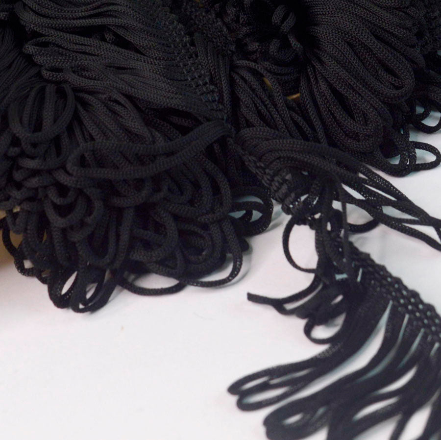 Loop Fringe Trim Edging Black Sewing Craft Fabric Cu