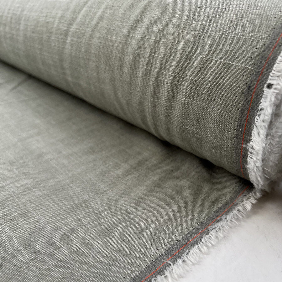 Lorenzo Linen Mix Khaki Green Viscose Polyester Plain Woven Dress Fabric Roll