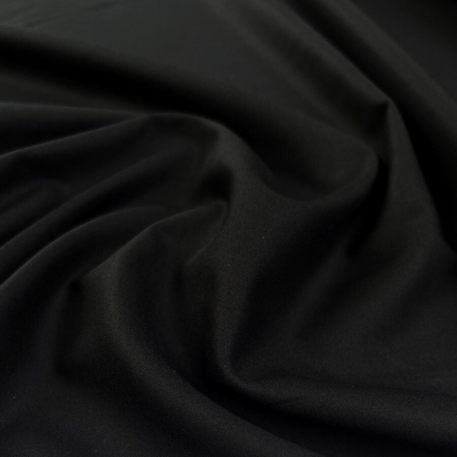 Lovely Lawn Black Cotton Deadstock European Woven Dress Fabric