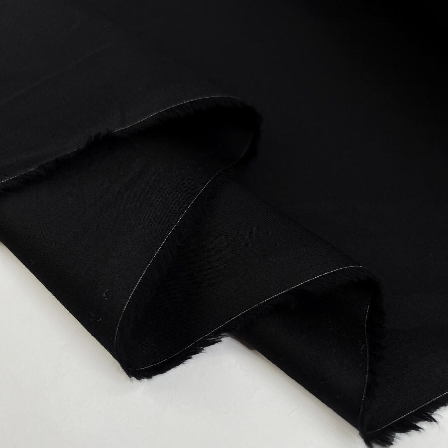 Lovely Lawn Black Cotton Deadstock European Woven Dress Fabric Fold