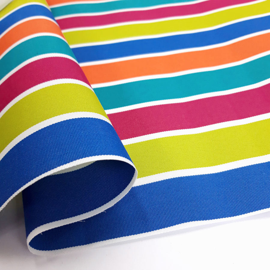 Luxe Water Resistant Canvas Pop Art Water Resistant Striped Multicoloured Canvas Fabric Close Up Fabric Photo