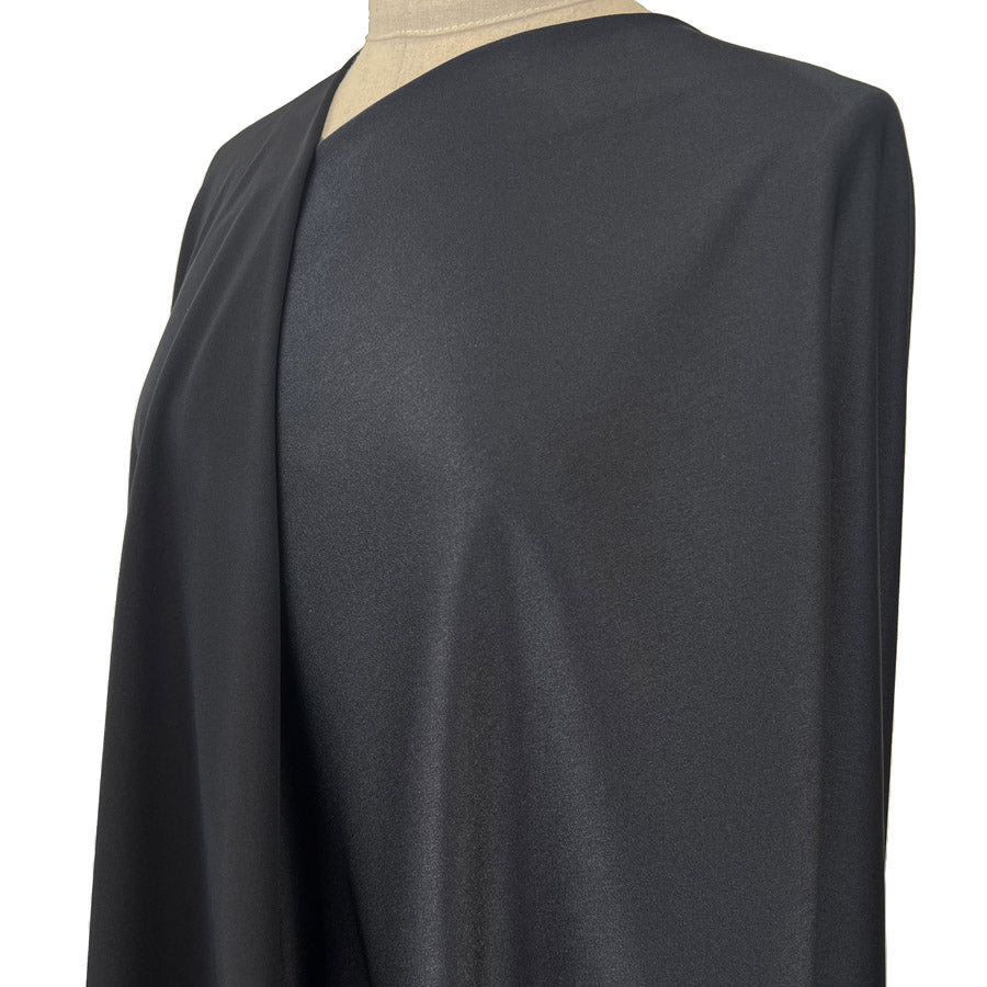 Luxury Satin Backed Crepe Black Pink Dressmaking Fabric Side