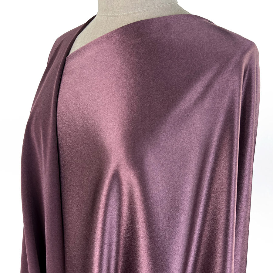 Luxury Satin Backed Crepe Dark Dusky Pink Dressmaking Fabric Side