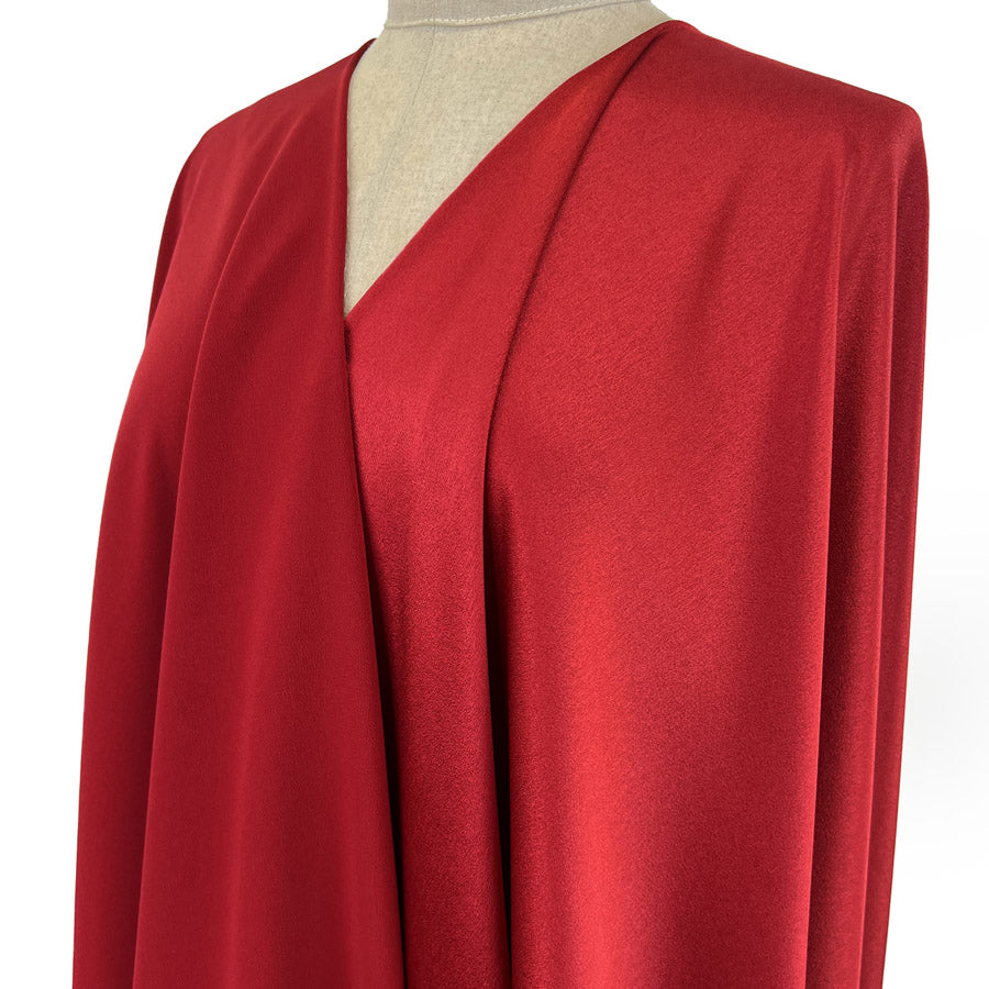 Luxury Satin Backed Crepe Red Dressmaking Fabric Side