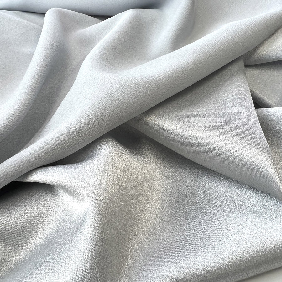 Luxury Satin Backed Crepe Silver Dressmaking Fabric