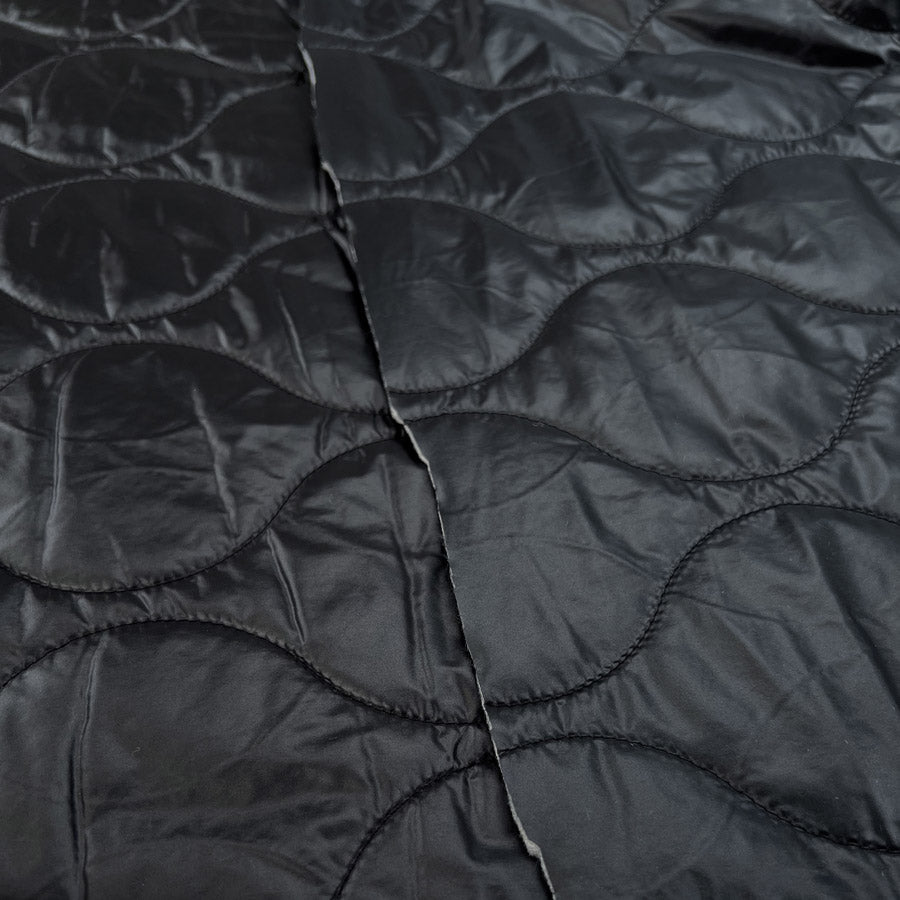 Luxury soft quilted black nylon water resistant wadding coat fabric cu