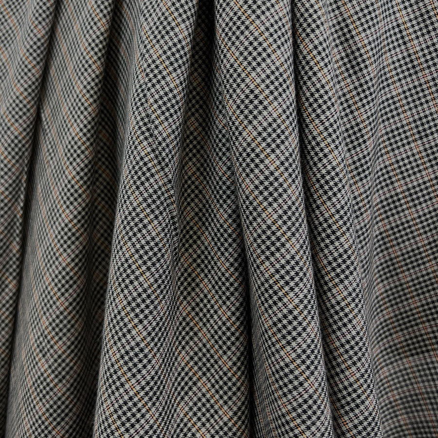 Lyocell Oh So Nice Turkey Check Black Grey Orange Soft Shirting Fabric