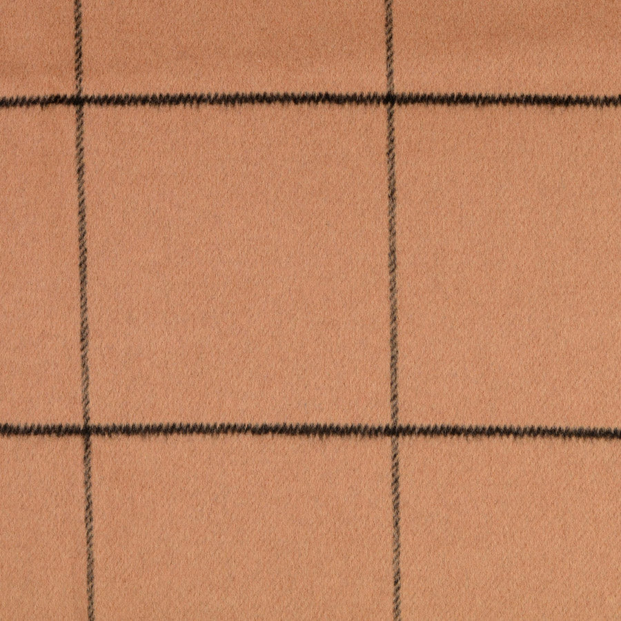 Madison Tan Wool Polyester Brown Check Coating Fabric