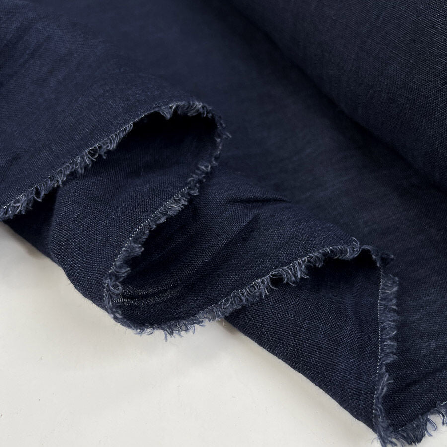 Marina Linen Blue Italian Woven Shirting Fabric Fold