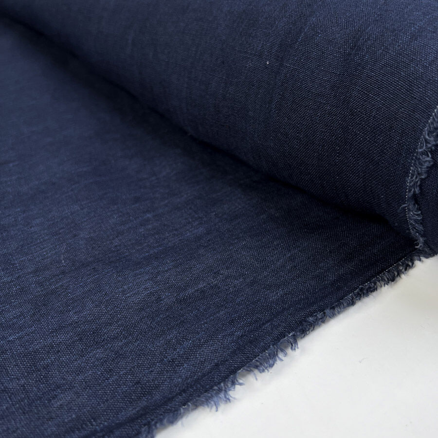 Marina Linen Blue Italian Woven Shirting Fabric Roll