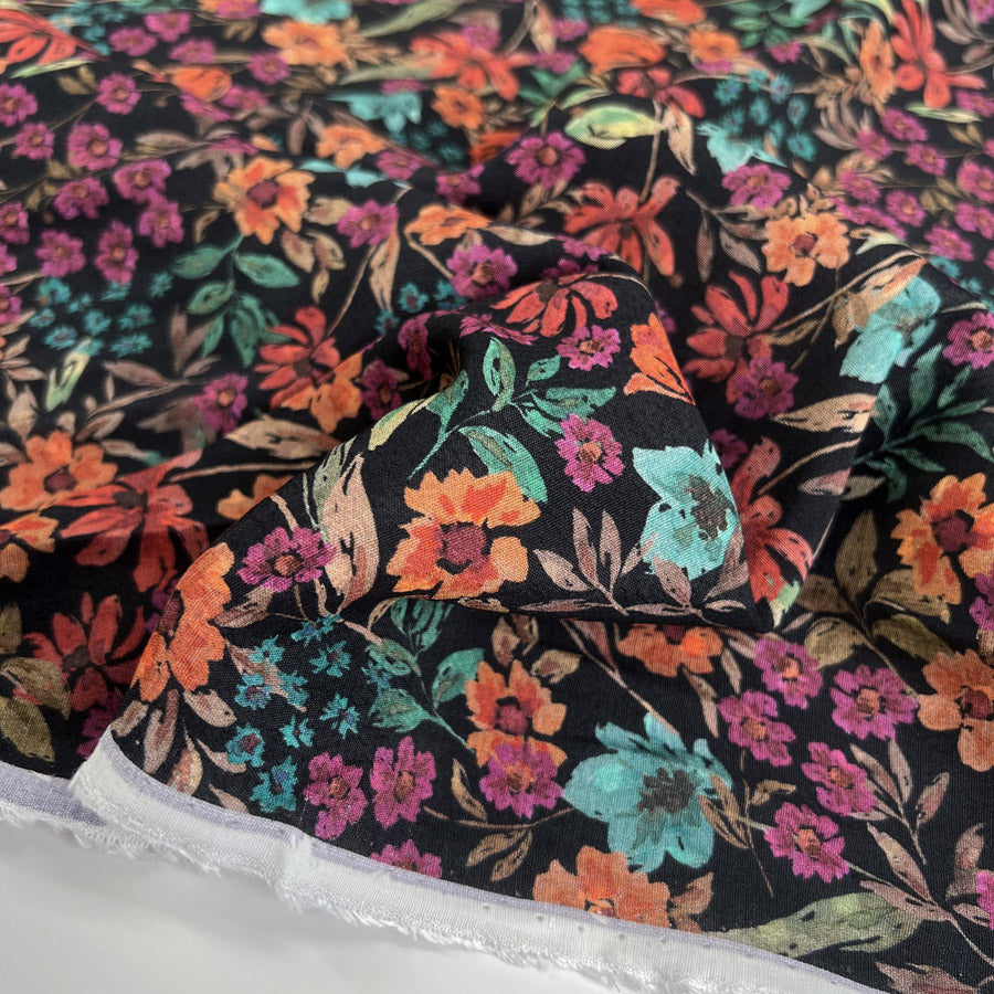 Marineblu Viscose Elisa Viscose Floral Colourful Italian Deadstock Dress Fabric