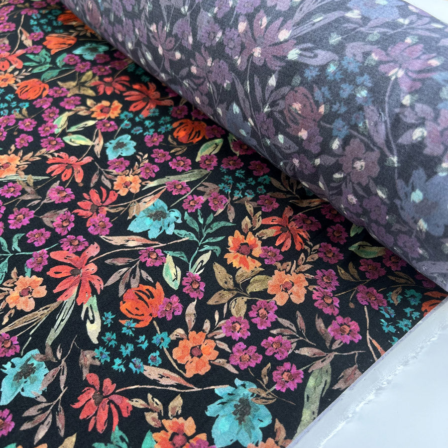 Marineblu Viscose Elisa Viscose Floral Colourful Italian Deadstock Dress Fabric Roll