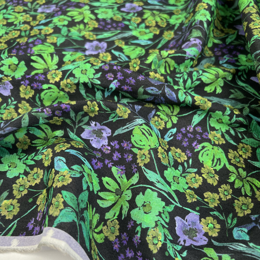 Marineblu Viscose Verdant Viscose Floral Green Black Purple Italian Deadstock Dress Fabric Cu 9F7B076E D75C 43A6 8A04 Ecbf8534857A