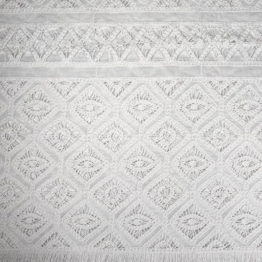Martinique White Cotton Embroidered Summer Kaftan Holiday Dress Wear Fabric