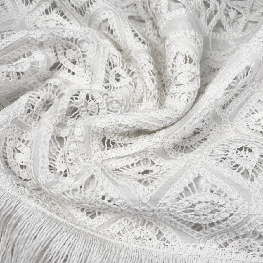 Martinique White Cotton Embroidered Summer Kaftan Holiday Dress Wear Fabric Twist