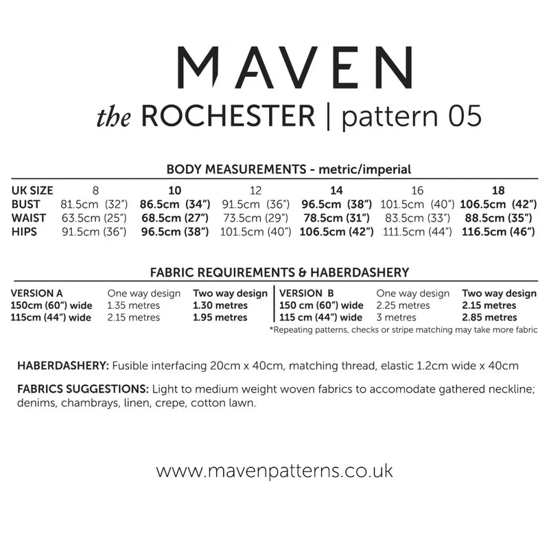 Maven Rochester Dress And Top Pattern Size
