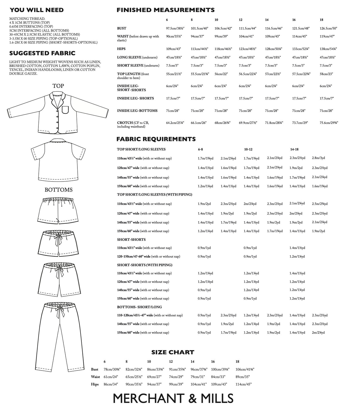 Merchant Mills Winnie Pyjamas Pattern 6 18 Backcover