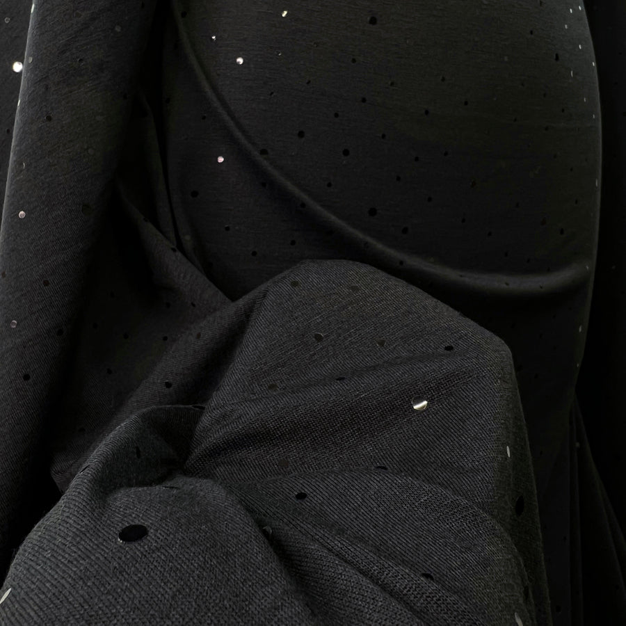 Midnight Glitz Sequin Black Polyester Jersey Dress Fabric