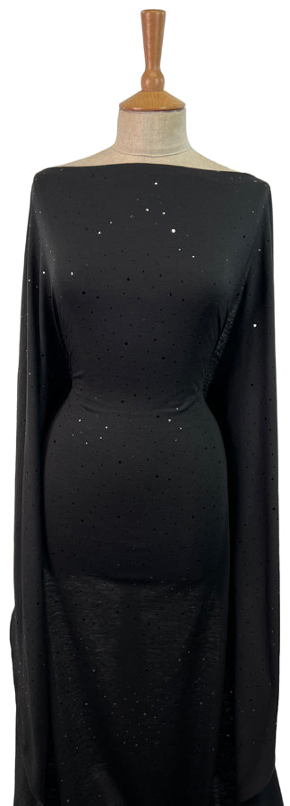 Midnight Glitz Sequin Black Polyester Jersey Dress Fabric Mannequin