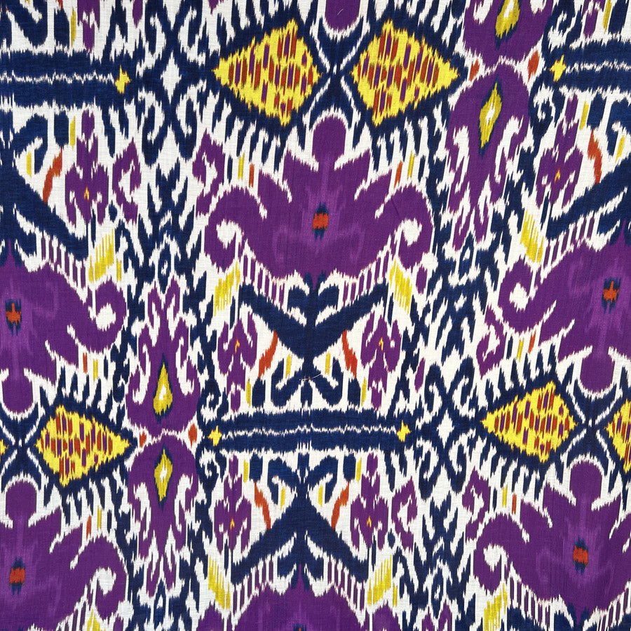 Mind Boggling Linen Cotton Blend Woven Abstract Purple Blue Yellow Print Dress Fabric
