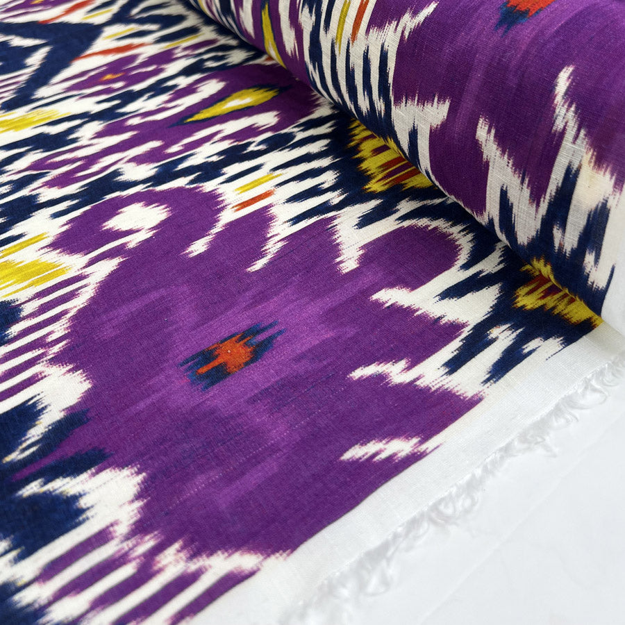 Mind Boggling Linen Cotton Blend Woven Abstract Purple Blue Yellow Print Dress Fabric Roll