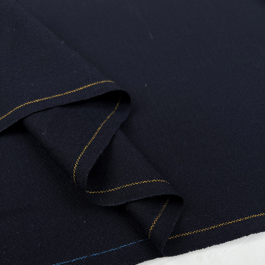 Minster Wool Polyester Navy Plain British Suiting Fabric Fold