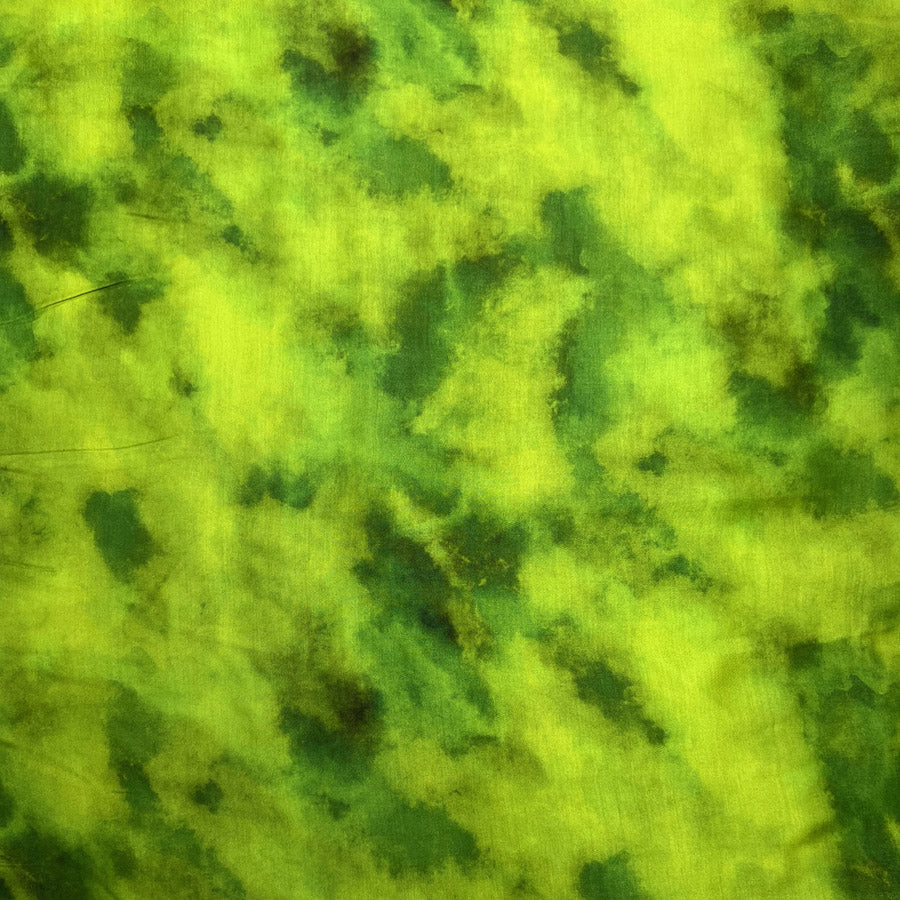 Misty Satin Green Viscose Abstract Tie Dye Dress Fabric