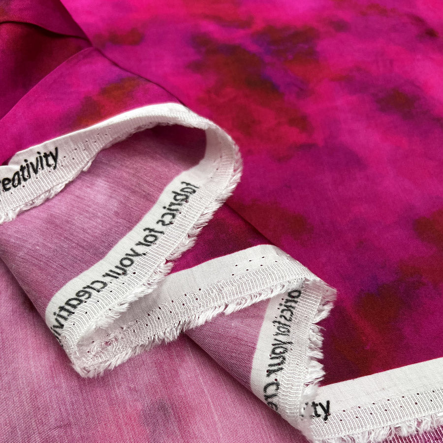 Misty Satin Pink Viscose Abstract Tie Dye Dress Fabric Fold