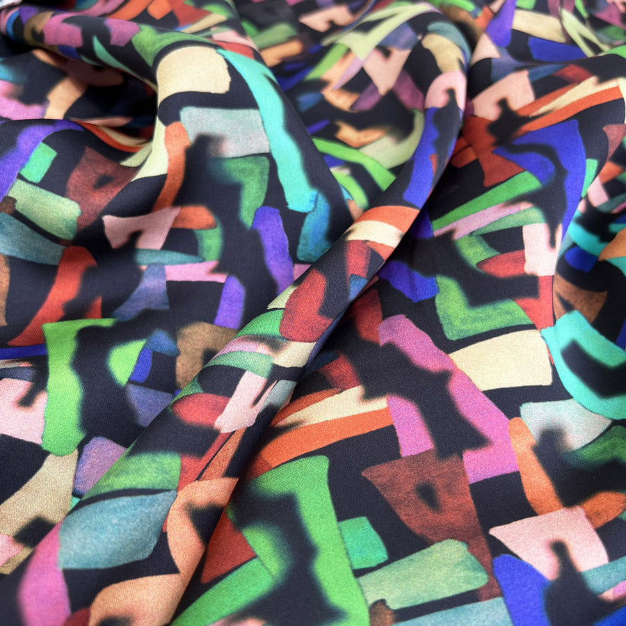 Monte Emerald Multicoloured Viscose Abstract Dress Fabric