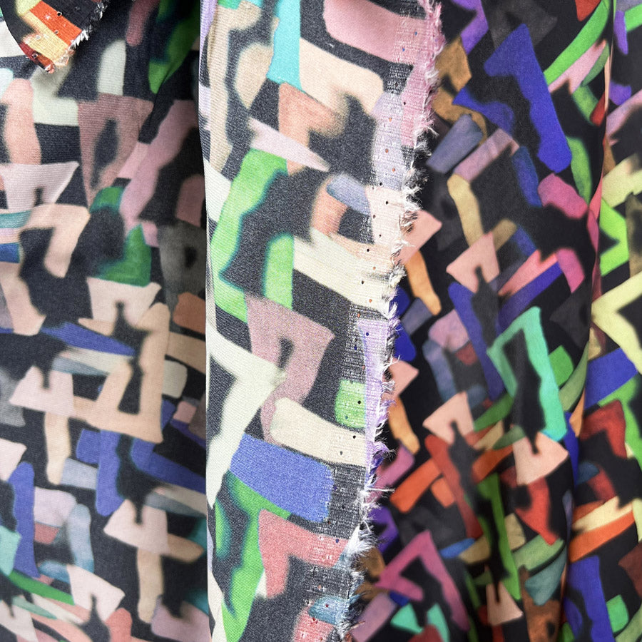 Monte Emerald Multicoloured Viscose Abstract Dress Fabric Fold