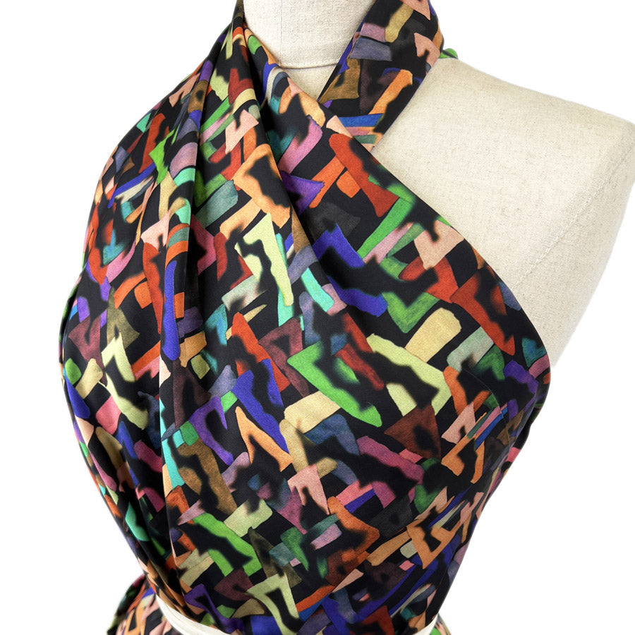 Monte Emerald Multicoloured Viscose Abstract Dress Fabric Side