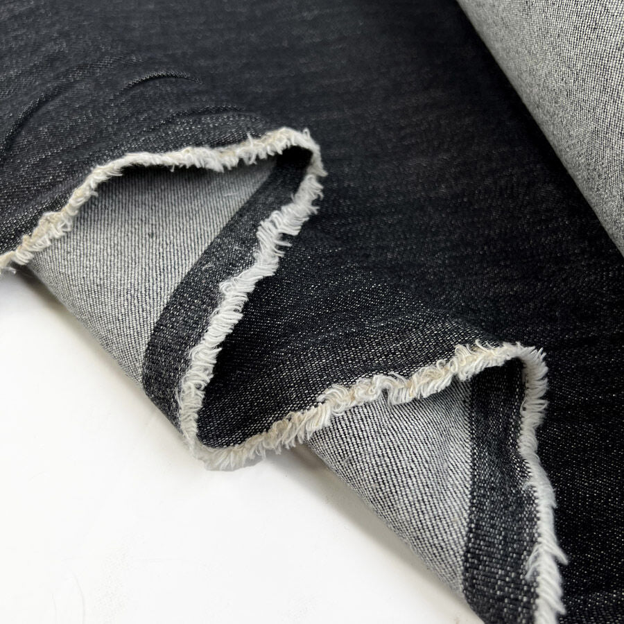 Monza Denim 14oz Charcoal Cotton Elastane Stretch Woven Trouser Fabric Fold