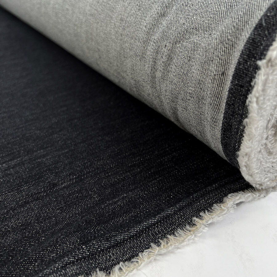 Monza Denim 14oz Charcoal Cotton Elastane Stretch Woven Trouser Fabric Roll