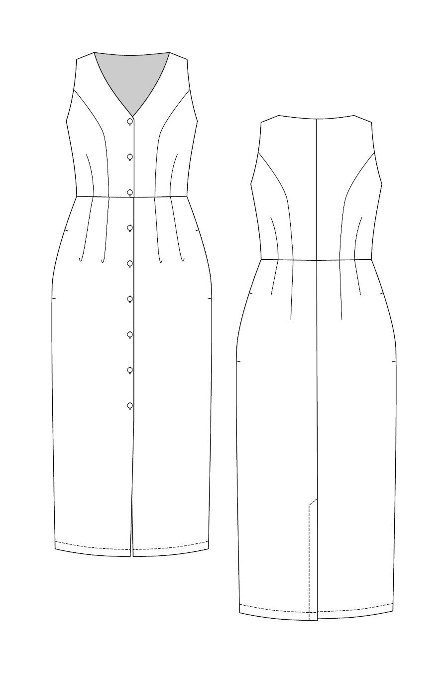 Named Asteri Button Down Dress Pattern Sketch
