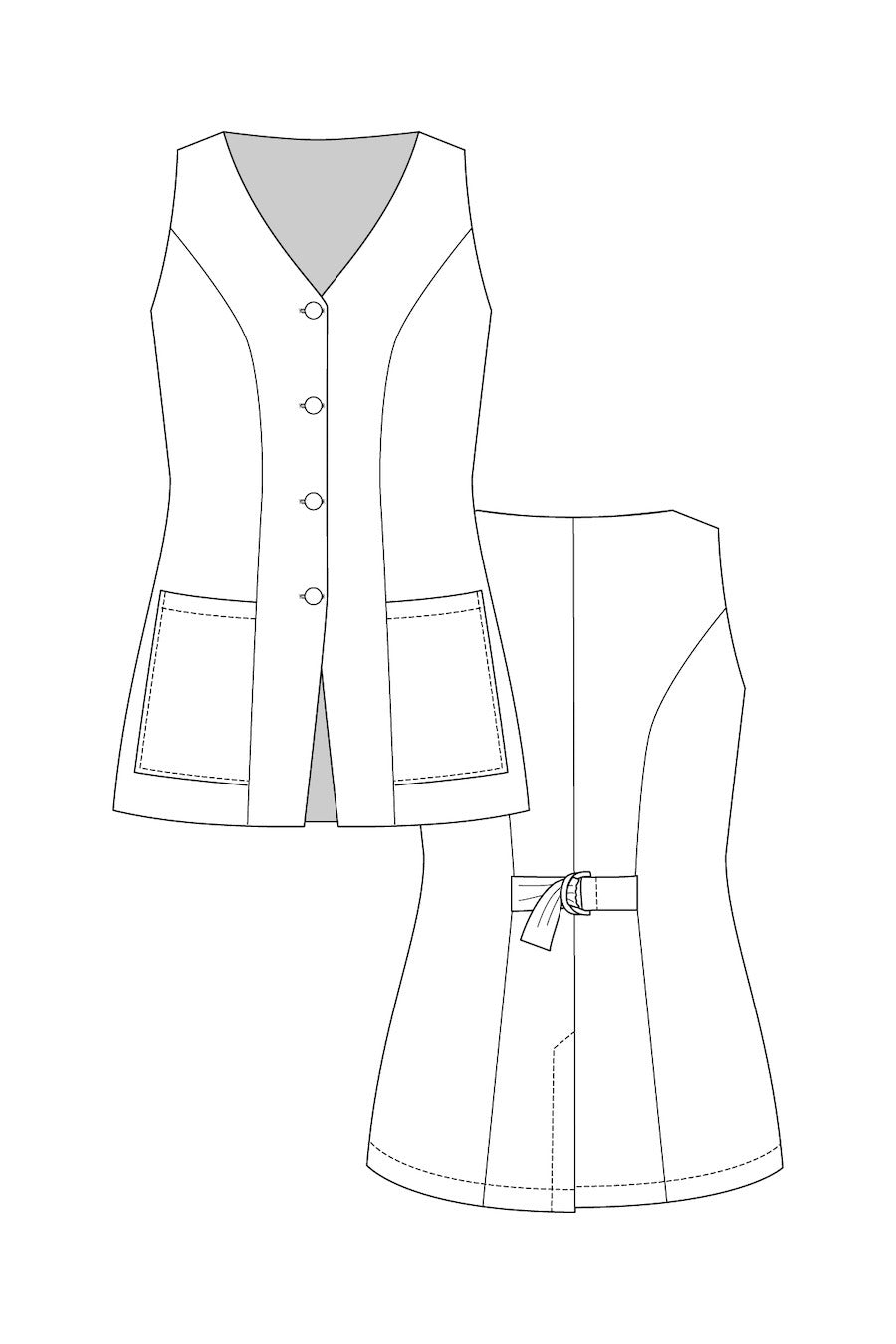 Named Asteri Button Down Vest Pattern Sketch