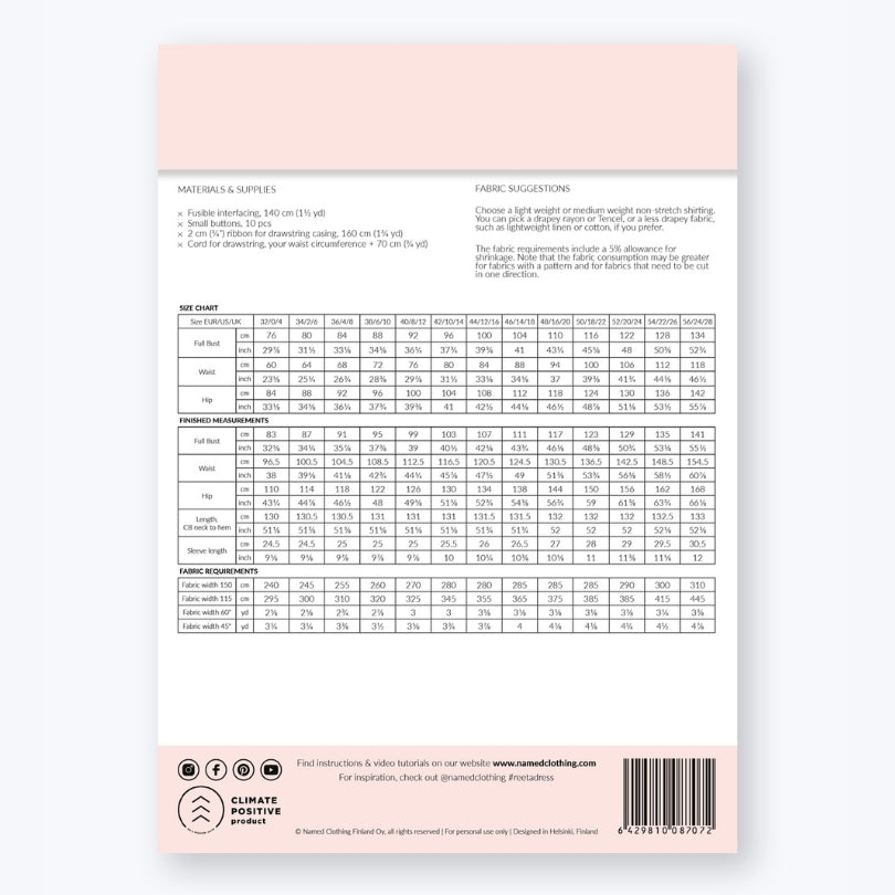 Named clothing reeta shirt dress pattern back cover