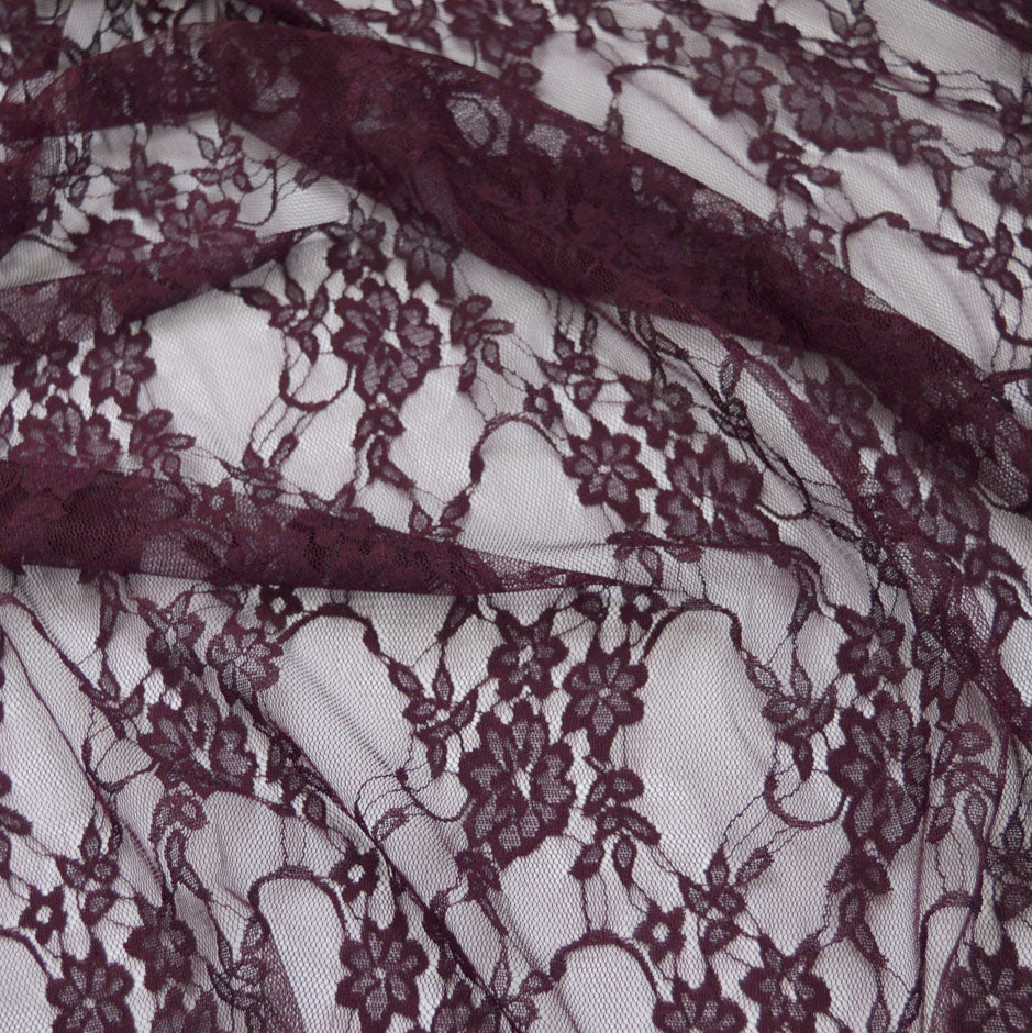 Naughty But Nice Polyester Lace Burgundy Fabric Cu