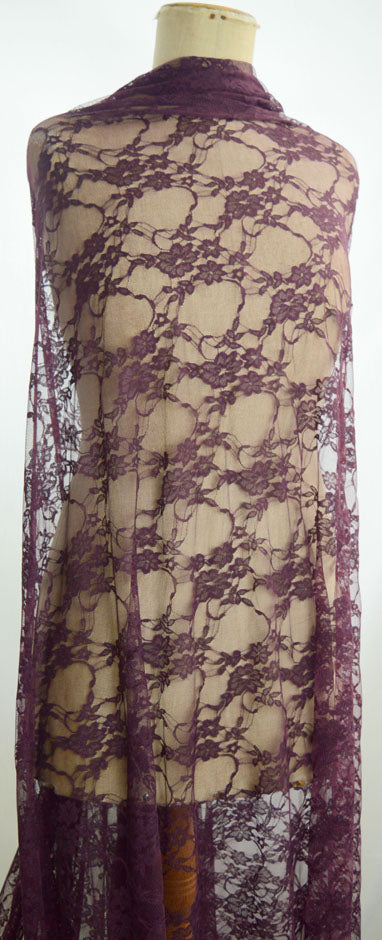 Naughty But Nice Polyester Lace Burgundy Fabric M