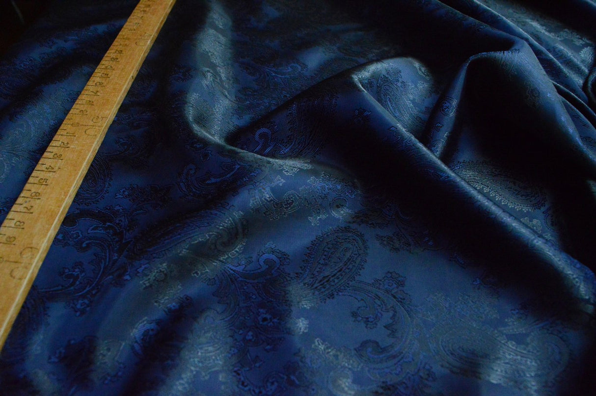 Navy Polyester Paisley Lining Fabric