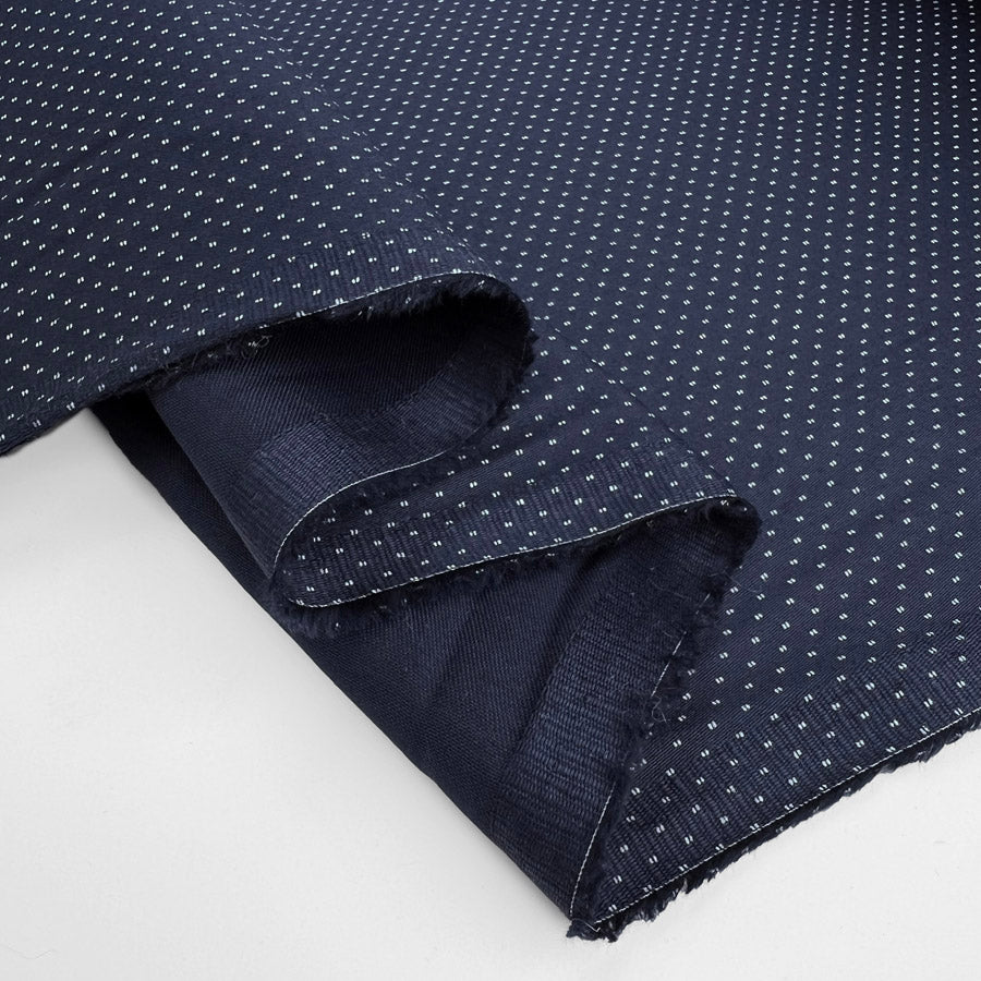 Navy Ex Designer Satin Shirting Fabric What Light Shines Mini Macro Fold