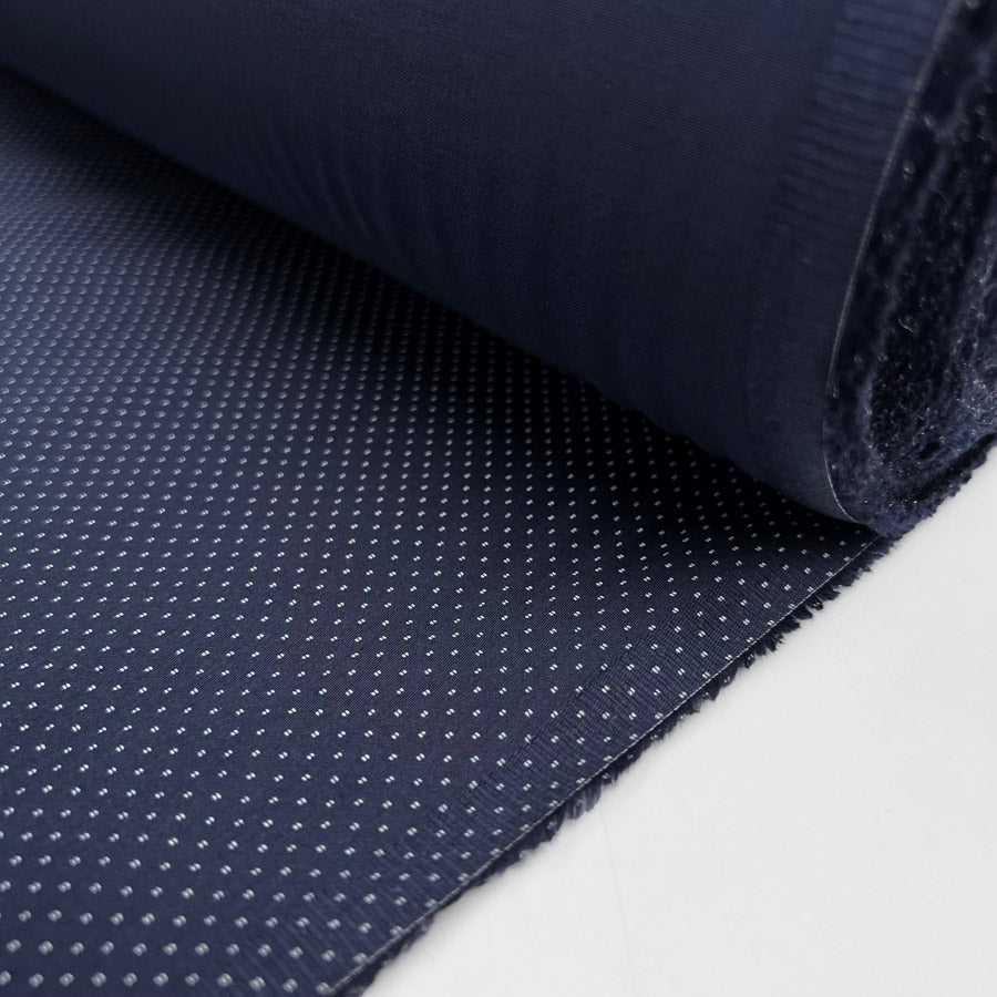 Navy Ex Designer Satin Shirting Fabric What Light Shines Mini Macro Roll