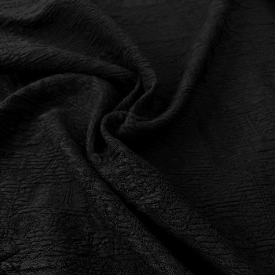 Nera Black Polyester Italian Abstract Quilting Fabric
