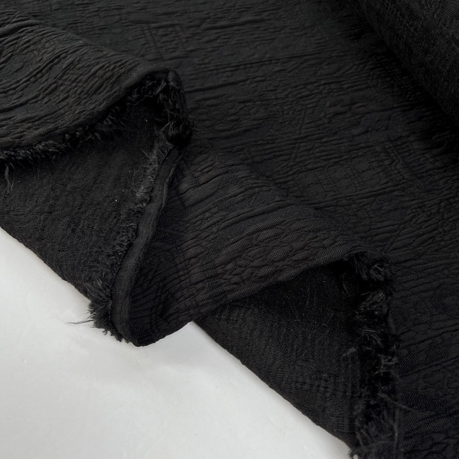 Nera Black Polyester Italian Abstract Quilting Fabric Fold