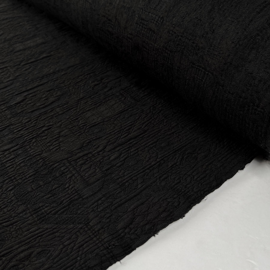 Nera Black Polyester Italian Abstract Quilting Fabric Roll