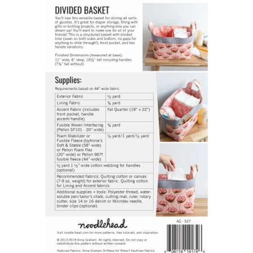 Noodlehead Divided Basket Pattern Back