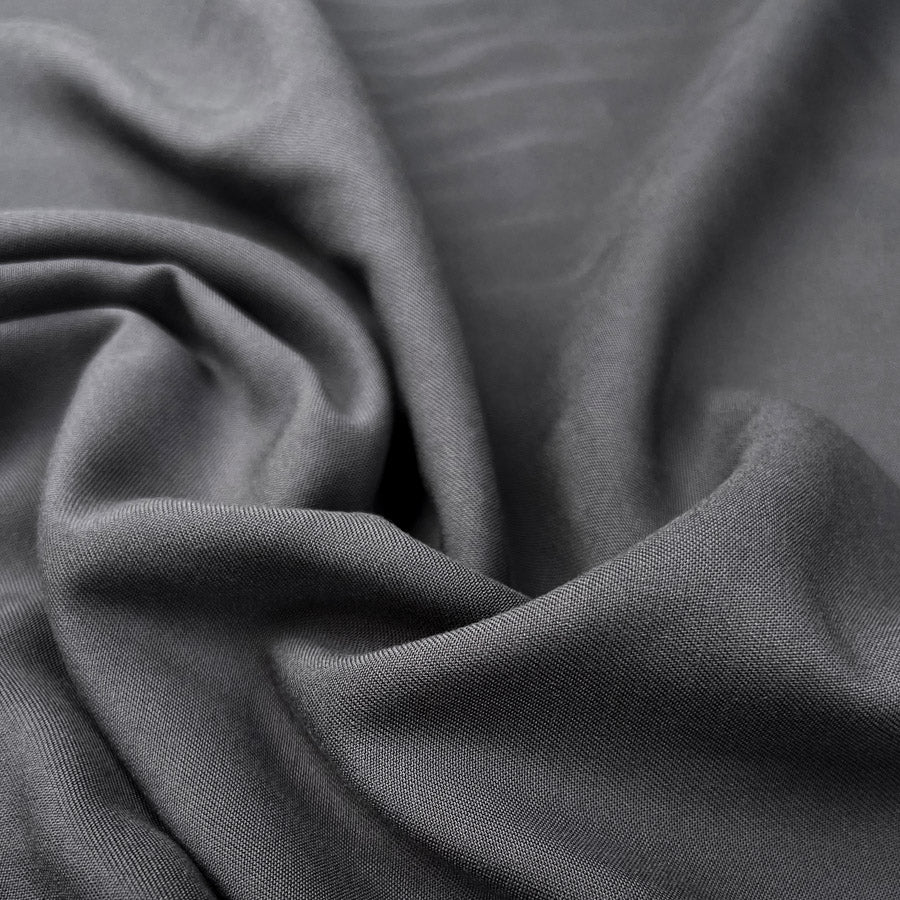 Oliver Viscose Twill Grey Plain Fine Lightweight Dress Woven Fabric