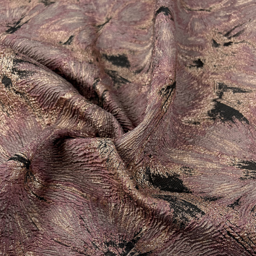 Orchid Brocade Polyester Nylon Metallic Pink Jacquard Floral Dress Fabric