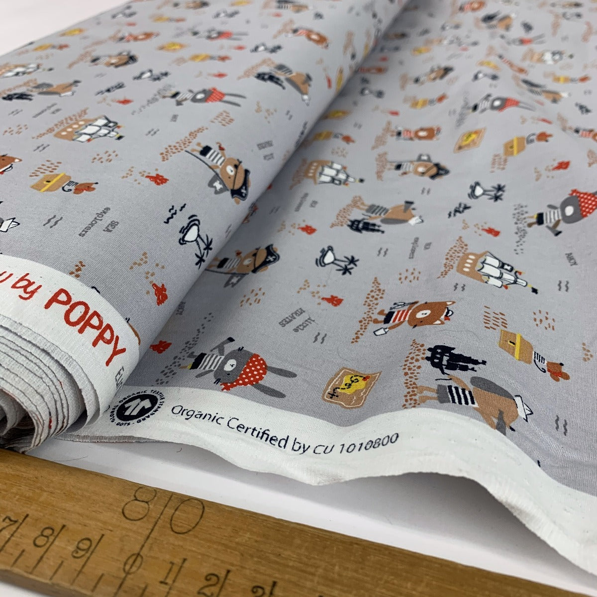 Organic Cotton Treasure Hunt Grey Gots And Oeko Tex Standard 100%Cotton Poplin Fabric Roll 76572F0C De96 49Ba 962A 07D041068B4D
