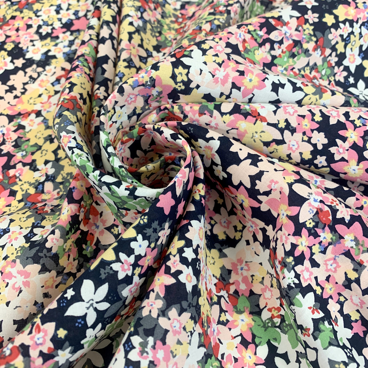 Pima Cotton Lawn Isabella Sister Yellow Green Pink Floral Cotton Lawn Cu